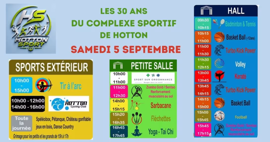 Détail des activités lors des 30 ans du complexe sportif de Hotton